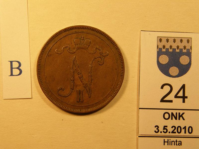 kohde_024_b.jpg - Kohde 24, tunnuspuoli 10 p 1898. Meistin kietym� n. 10 astetta. Kl 3, l�ht�hinta 130,-.