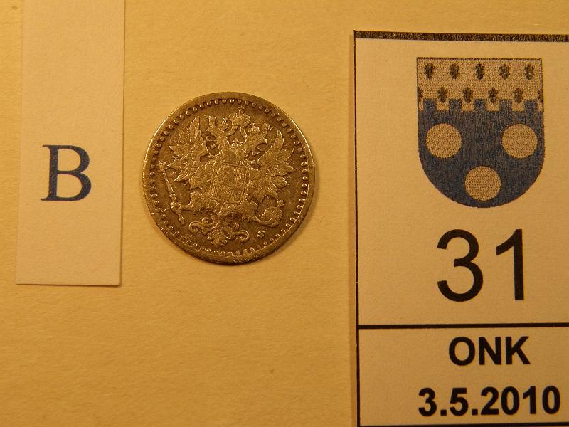 kohde_031_b.jpg - Kohde 31, tunnuspuoli 25 p 1866 SNY 266.1.1. Kl 4/5, lh 50,-.