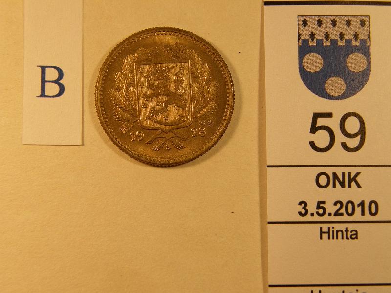kohde_059_b.jpg - Kohde 59, tunnuspuoli 5 mk 1928 Kaunis! Kl 8, lh 300,-.
