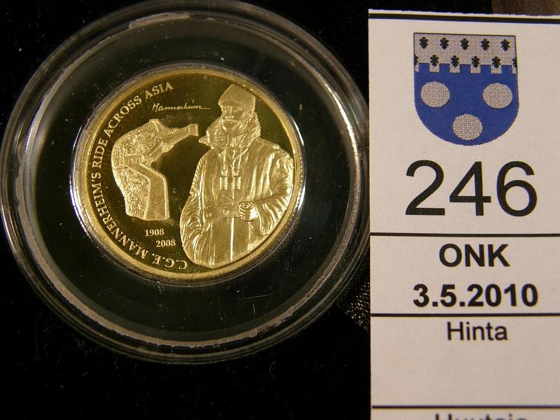 kohde_246_a.jpg - Kohde 246 Mongolia 5000 Togrog 2008 Au. Proof, 7,09g / 999. Mannerheimin Aasian matkojen muistoraha, puukotelo, tod. Kl 10, lh 180,-.