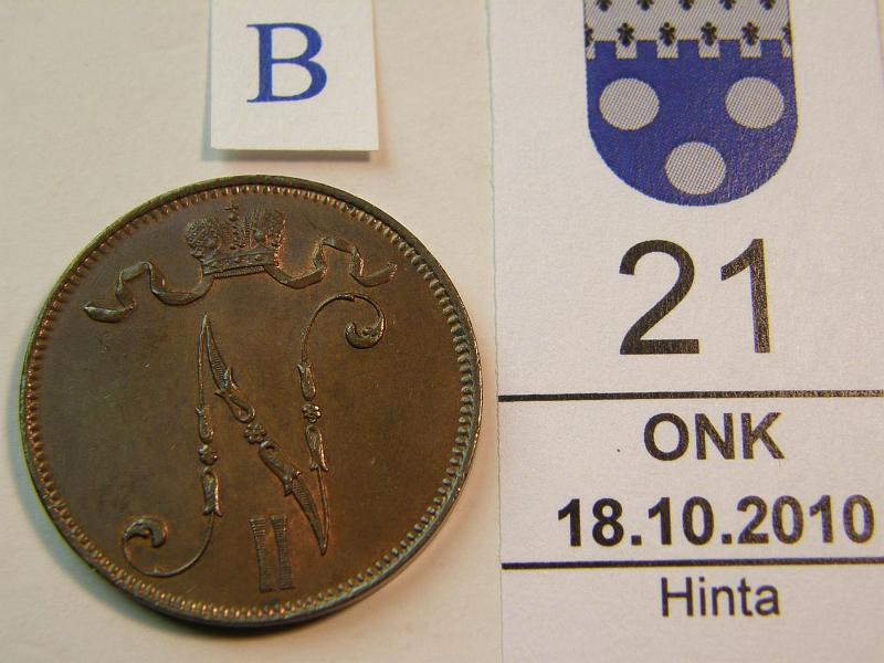 kohde_021_b.jpg - Kohde 21, tunnuspuoli, lhthinta: 30 € 5 p 1898, kunto: 7.