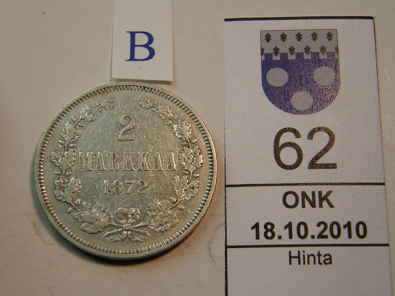 kohde_062_b.jpg - Kohde 62, arvopuoli, lhthinta: 30 € 2 mk 1872, kunto: 3/5.