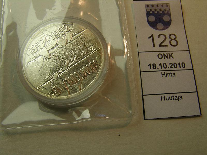 kohde_128_a.jpg - Kohde 128, lhthinta: 16 € 100 mk 1992 Ag, Suomi 75 v, kapseli, kunto: 9.
