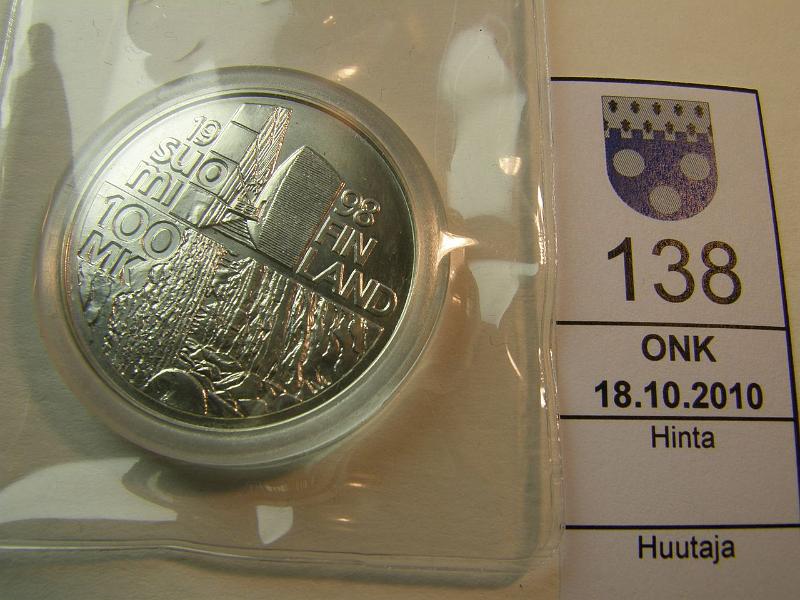 kohde_138_a.jpg - Kohde 138, lhthinta: 20 € 100 mk 1998 Ag, Aalto, kapseli, kunto: 9.