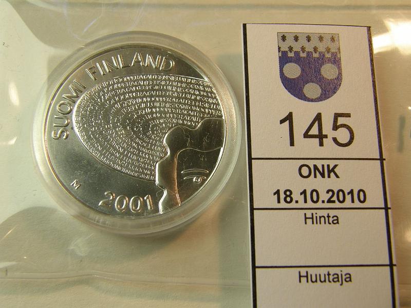 kohde_145_a.jpg - Kohde 145, lhthinta: 30 € 100 mk 2001 Ag, Ackt, kapseli, kunto: 9.
