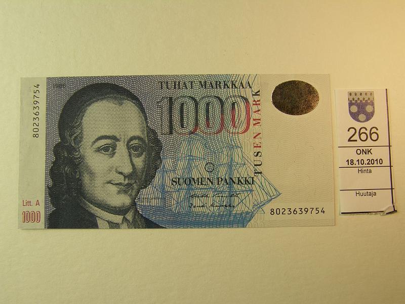 kohde_266_a.jpg - Kohde 266, l�ht�hinta: 175 &euro; 1000mk 1986 LA 8023639754 PU II-Ko2. SNY 201.3, kunto: 8.