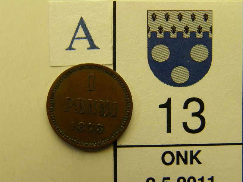kohde_013_a.jpg - Kohde 13, arvopuoli, lhthinta: 10 € 1 p 1873, kunto: 5.