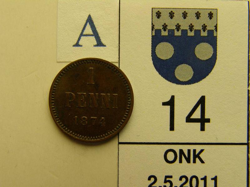 kohde_014_a.jpg - Kohde 14, arvopuoli, l�ht�hinta: 10 &euro; 1 p 1874, kunto: 6.