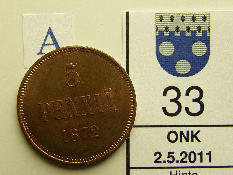 kohde_033_a.jpg - Kohde 33, arvopuoli, lhthinta: 1100 € 5 p 1872 harv. kunto tlle vuodelle, kunto: 8.