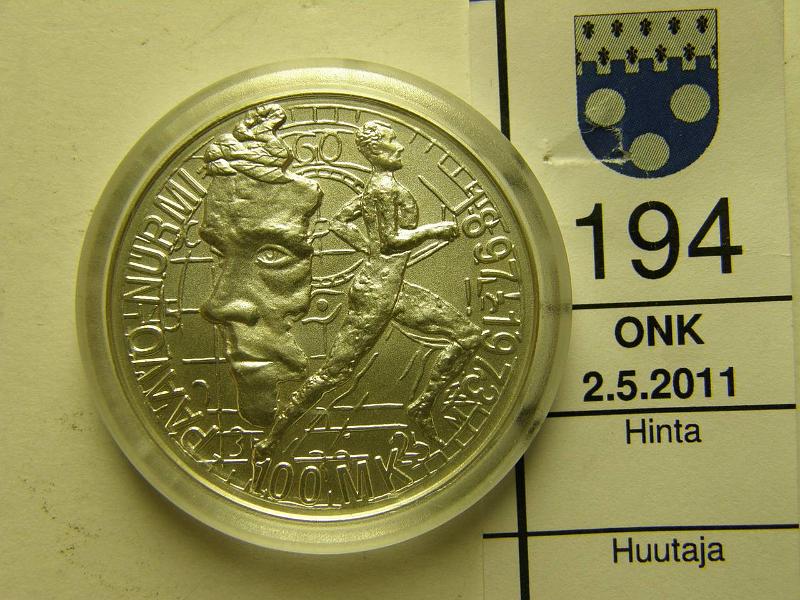 kohde_194_a.jpg - Kohde 194, lhthinta: 18 € 100 mk 1997 Ag, Nurmi, kapseli, kunto: 9.