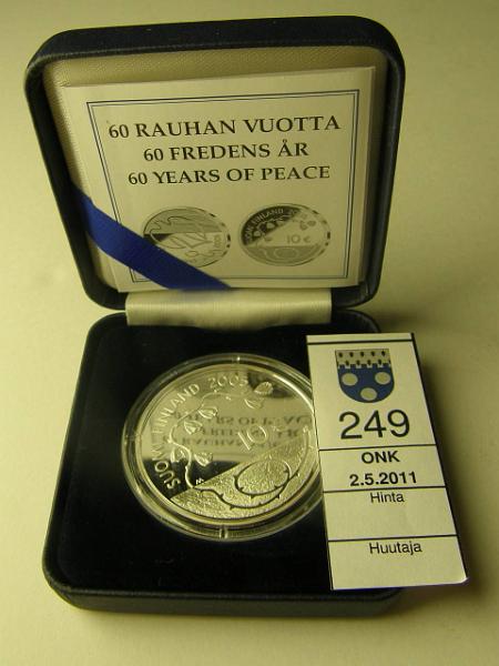 kohde_249_a.jpg - Kohde 249, lhthinta: 17 € 10 € 2005 Ag, Proof, Rauha 60v, kapseli, kotelo, tod, kunto: 10.