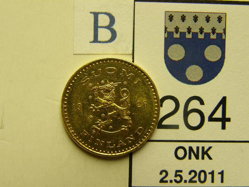 kohde_264_b.jpg - Kohde 264, tunnuspuoli, lhthinta: 1000 € 100 mk 1926 Au, Hiusnaarmuja, kunto: 8.