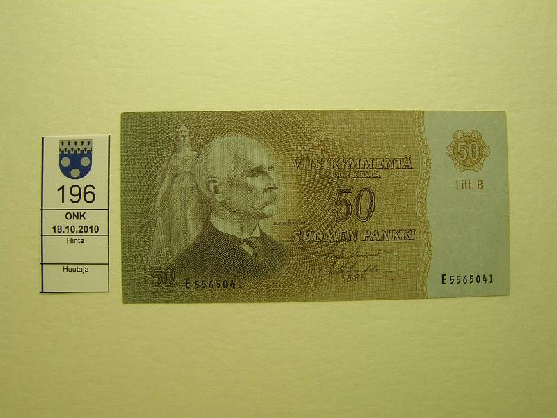 kohde_196_a.jpg - Kohde 196, lhthinta: 35 € 50 mk 1963 LB SNY 170.5, E5565041 UUS-Luu, silitetty?, kunto: 6.