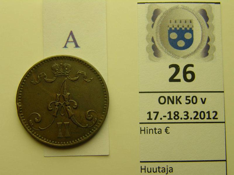 k-0026-a.jpg - Kohde 26 (kuva 1/2), lhthinta: 5 € / myyntihinta: 8 € 5 p 1866 prv, kunto: 5