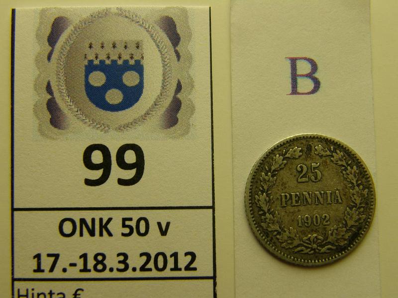 k-0099-b.jpg - Kohde 99 (kuva 2/2), l�ht�hinta: 5 &euro; / myyntihinta: 5 &euro; 25 p 1902 Ag, kunto: 5