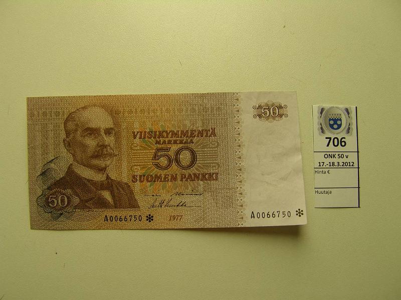k-0706-a.jpg - Kohde 706, lhthinta: 15 € / myyntihinta: 15 € 50 mk 1977* SNY 171.2 A0066750*, AL I-Luu, korvaava, kunto: 4