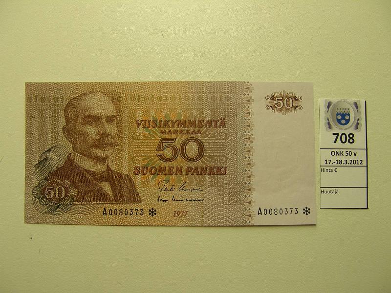 k-0708-a.jpg - Kohde 708, l�ht�hinta: 20 &euro; / myyntihinta: 25 &euro; 50 mk 1977* SNY 171.2 A0080373* UUS-Lin, korvaava, kunto: 8
