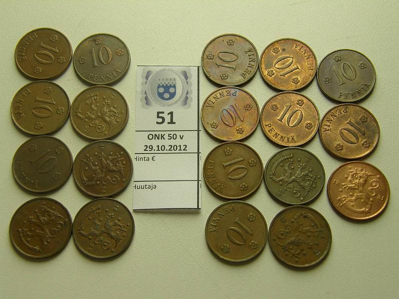 k-0051-a.jpg - Kohde 51, lhthinta: 10 € 10 p 1919-40 (19) kaikki v:t, kunto: 5-8