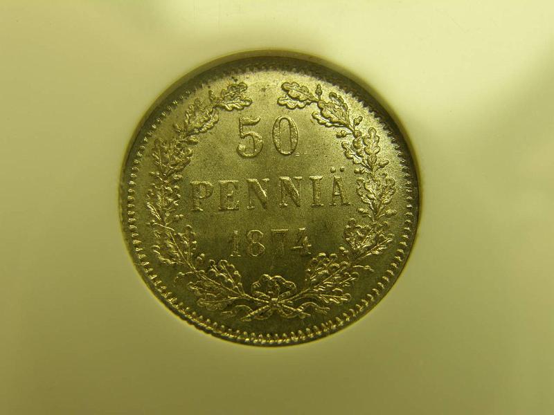k-0086-b.jpg - Kohde 86 (kuva 2/2), lhthinta: 700 € 50 p 1874 Ag, loistelias! NGC kapselissa MS65, ex. Heritage Auctions, kunto: 9