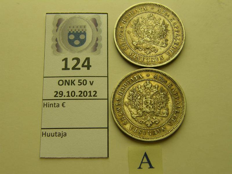k-0124-a.jpg - Kohde 124 (kuva 1/2), l�ht�hinta: 35 &euro; 2 mk 1872 (2) Ag, kunto: 5,5