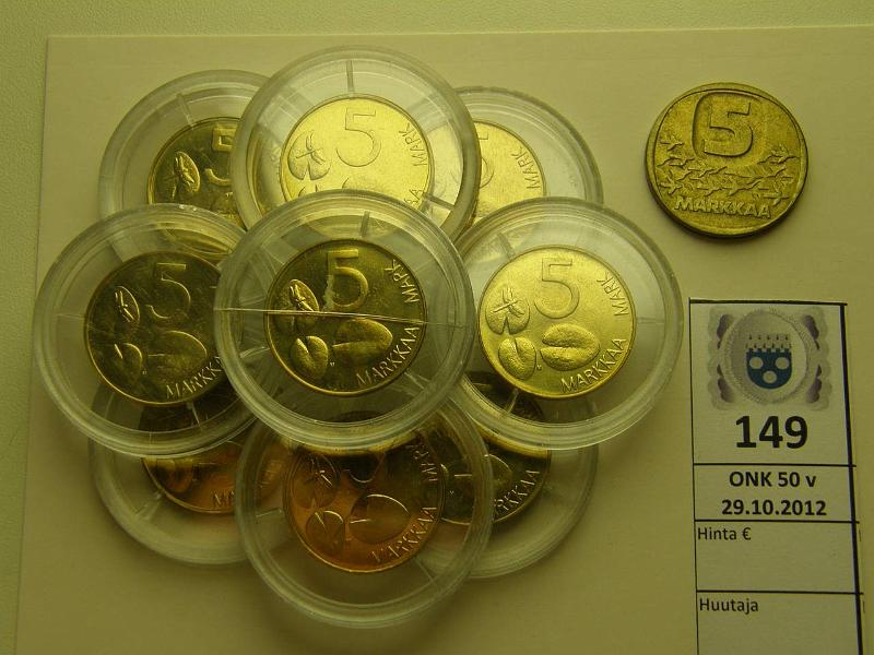 k-0149-a.jpg - Kohde 149, lhthinta: 10 € 5 mk 1989, -92 (1+9), kunto: 9