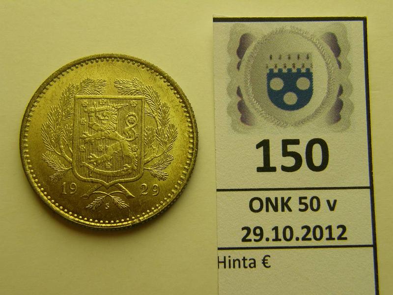 k-0150-a.jpg - Kohde 150, lhthinta: 300 € 10 mk 1929 loistelias!, kunto: 9