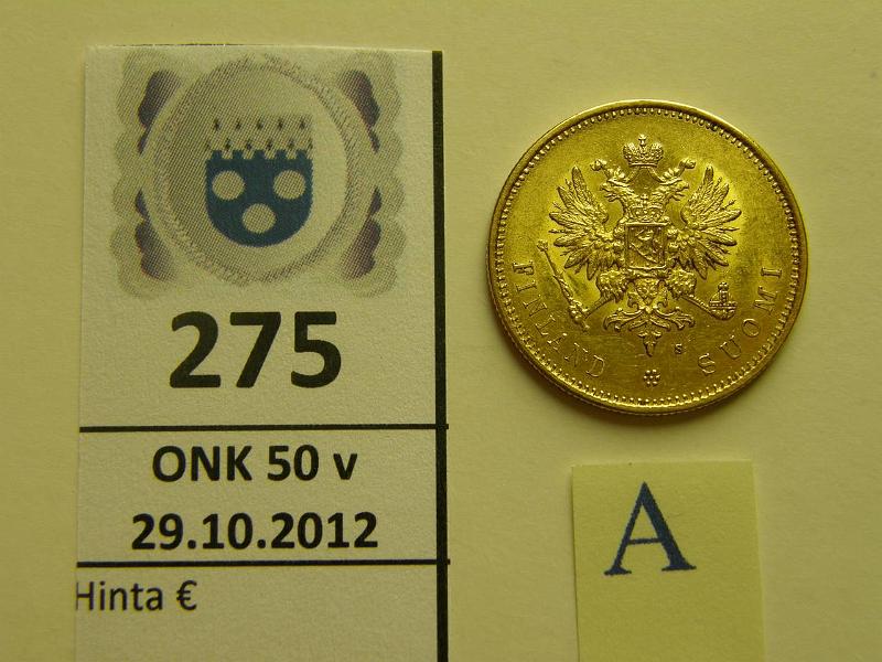 k-0275-a.jpg - Kohde 275 (kuva 1/2), l�ht�hinta: 300 &euro; 20 mk 1879 Au, kunto: 7