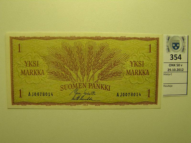 k-0354-a.jpg - Kohde 354, lhthinta: 40 € 1 mk 1963 SNY 144.1 AJ KO I-Luu, kunto: 7
