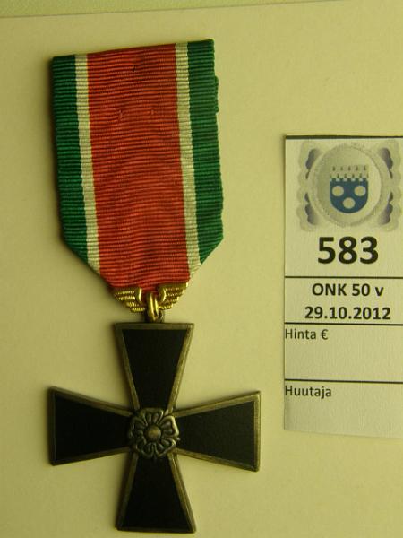 k-0583-a.jpg - Kohde 583, lhthinta: 580 € 1939-40 Sotarautatiemuodostelmien muistoristi, Velj. Sundqvist, kunto: 8