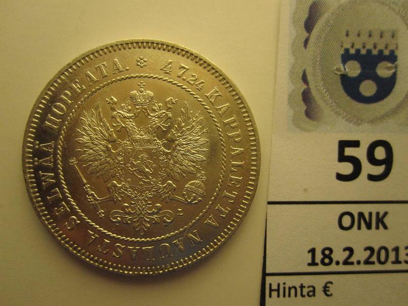 k-0059-a.jpg - Kohde 59 (kuva 1/2), lhthinta: 20 € 2 mk 1908 Ag, arvopuolella hnja. Erittin kaunis!, kunto: 9/8