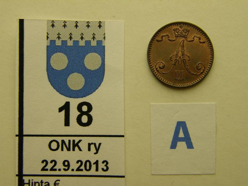 k-0018-a.jpg - Kohde 18 (kuva 1/2), lhthinta: 10 € / myyntihinta: 11 € 1 p 1892 hieman tummunut, kunto: 8