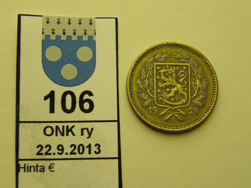 k-0106-a.jpg - Kohde 106, lhthinta: 40 € / myyntihinta: 52 € 5 mk 1928, kunto: 4