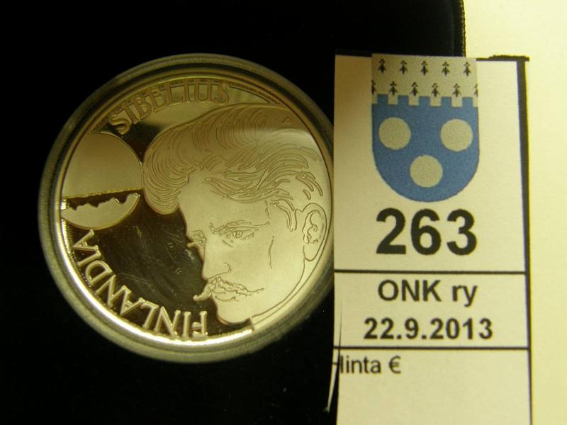 k-0263-a.jpg - Kohde 263, l�ht�hinta: 28 &euro; / myyntihinta: 28 &euro; 100 mk 1999 Ag, proof, Sibelius, kotelo, tod, kunto: 10