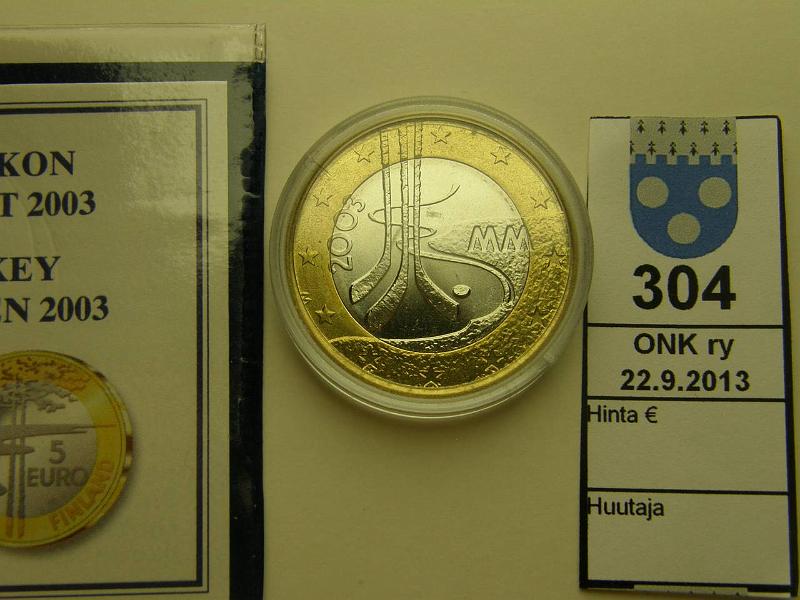 k-0304-a.jpg - Kohde 304, lhthinta: 10 € / myyntihinta: 16 € 5 € 2003 Jkiekon MM, kapseli, muovikotelo, tod, kunto: 9