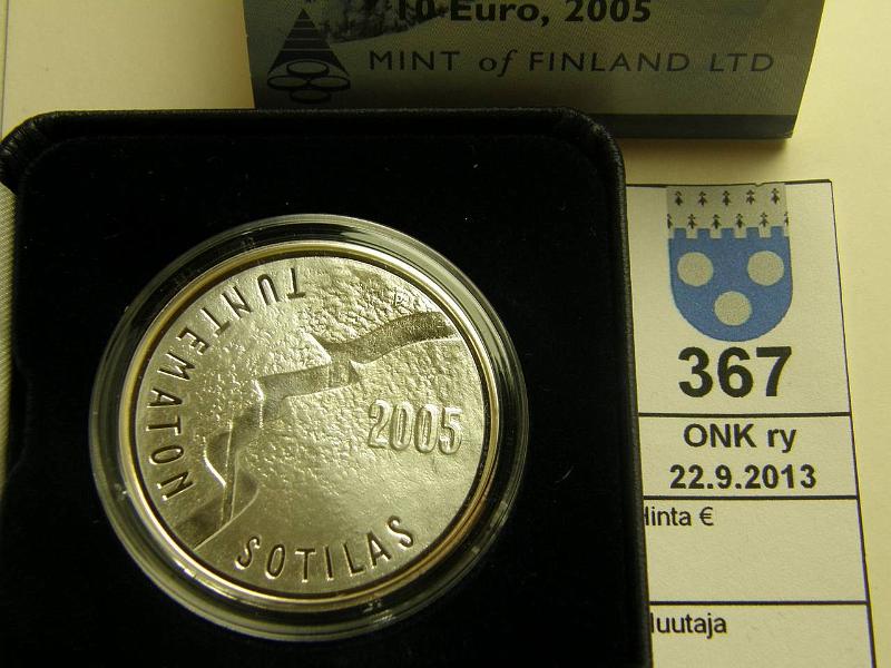 k-0367-a.jpg - Kohde 367, lhthinta: 23 € 10 € 2005 Ag, proof, Tuntematon sotilas, kotelo, tod, kunto: 10