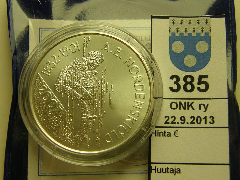 k-0385-a.jpg - Kohde 385, l�ht�hinta: 22 &euro; 10 &euro; 2007 Ag, Nordenski�ld, kotelo, tod, kunto: 10
