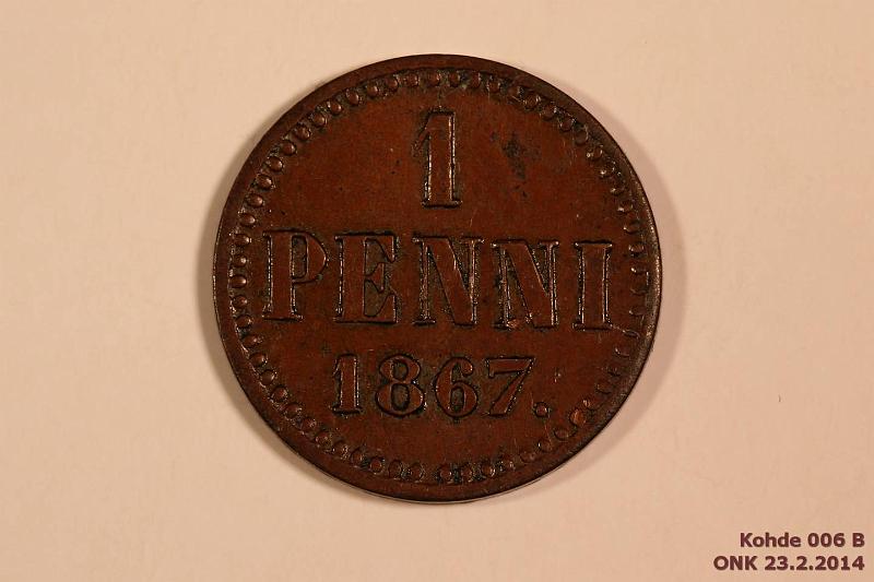 k-0006-b.jpg - Kohde 6 (kuva 2/2), lhthinta: 10 € / myyntihinta: 34 € 1 p 1867 SNY 4.2 kaarevat nauhat, kunto: 6
