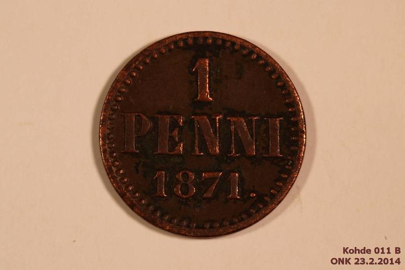 k-0011-b.jpg - Kohde 11 (kuva 2/2), lhthinta: 5 € / myyntihinta: 8 € 1 p 1871 SNY 7.1, sypymi, kunto: 3