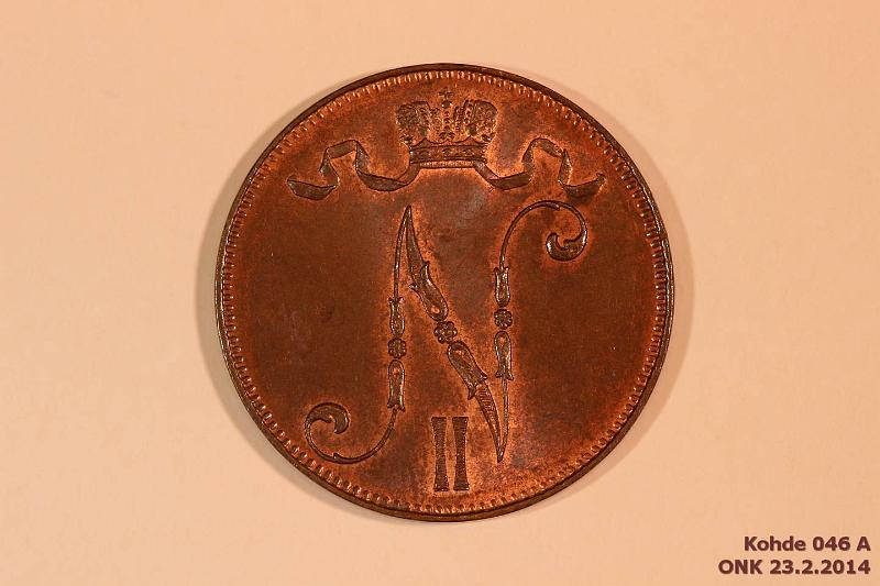 k-0046-a.jpg - Kohde 46 (kuva 1/2), lhthinta: 100 € / myyntihinta: 105 € 5 p 1898 Leimakiiltoa, patinaa, kaunis!, kunto: 8
