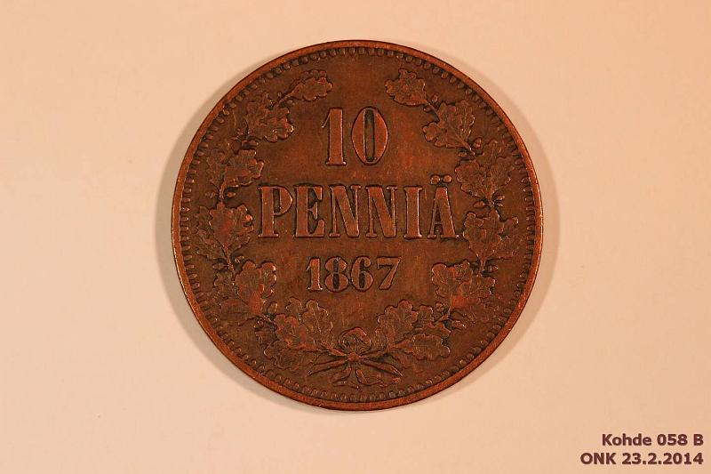 k-0058-b.jpg - Kohde 58 (kuva 2/2), lhthinta: 20 € / myyntihinta: 22 € 10 p 1867 Hyv kunto tlle v:lle, kunto: 5/6