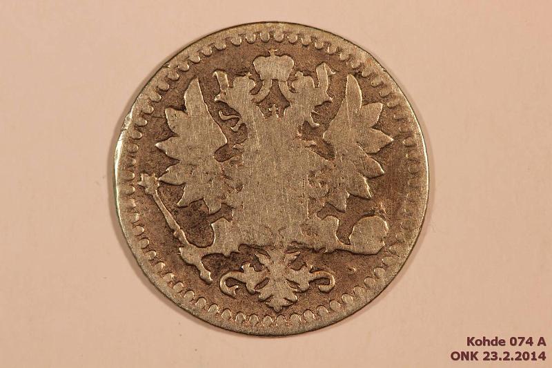 k-0074-a.jpg - Kohde 74 (kuva 1/2), l�ht�hinta: 10 &euro; / myyntihinta: 28 &euro; 25 p 1869 Ag, SNY 269.2.1, kunto: 2/3