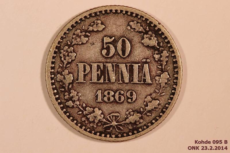 k-0095-b.jpg - Kohde 95 (kuva 2/2), lhthinta: 10 € / myyntihinta: 26 € 50 p 1869 Ag, kunto: 3/4