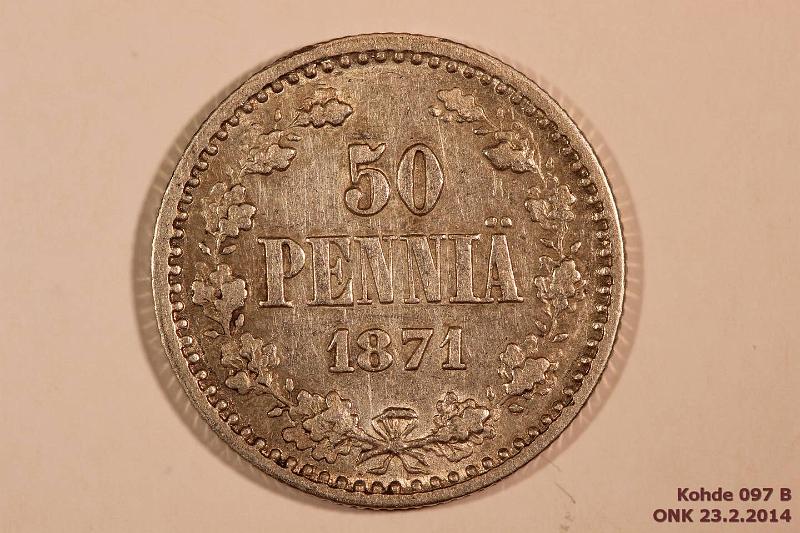 k-0097-b.jpg - Kohde 97 (kuva 2/2), lhthinta: 25 € / myyntihinta: 42 € 50 p 1871 Ag, SNY 320.2 1 kaukana 7sta, l.puhd, kunto: 6/5
