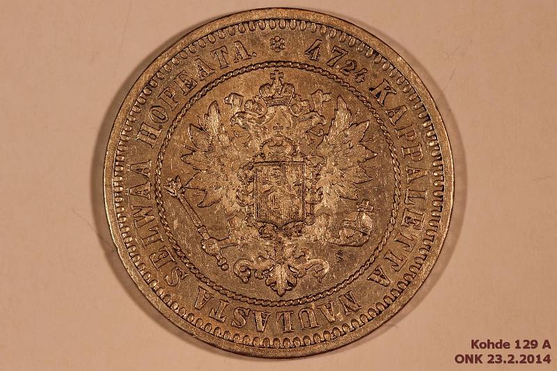 k-0129-a.jpg - Kohde 129 (kuva 1/2), lhthinta: 30 € / myyntihinta: 34 € 2 mk 1870 Ag, l.puhd, hyv kunto tlle v:lle!, kunto: 6