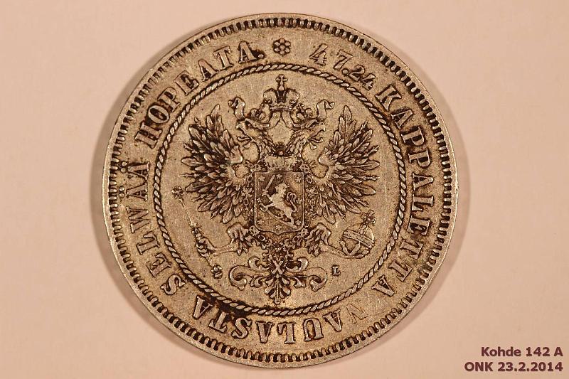 k-0142-a.jpg - Kohde 142 (kuva 1/2), lhthinta: 15 € / myyntihinta: 34 € 2 mk 1908 Ag, kunto: 5