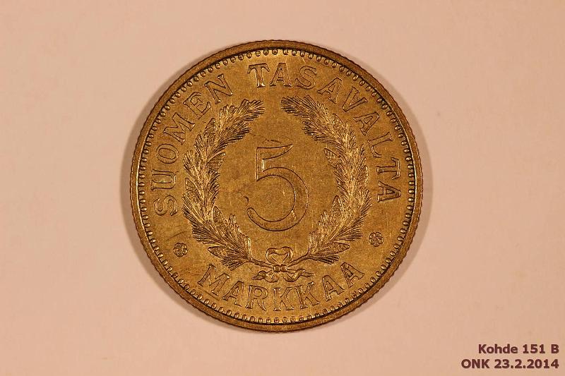k-0151-b.jpg - Kohde 151 (kuva 2/2), lhthinta: 20 € / myyntihinta: 48 € 5 mk 1935 AlBr, kaunis!, kunto: 8