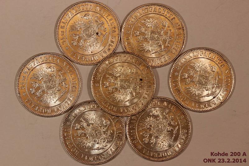 k-0200-a.jpg - Kohde 200, l�ht�hinta: 70 &euro; / myyntihinta: 115 &euro; 1 mk 1915 (7) Ag, eritt�in kauniita-loisteliaita, phpja, S-variantteja, kunto: 8-9