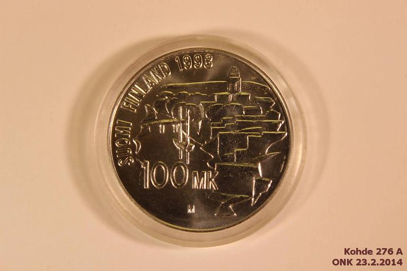 k-0276-a.jpg - Kohde 276, lhthinta: 17 € / myyntihinta: 17 € 100 mk 1998 Ag, BU, Suomenlinna, kapseli, kunto: 9