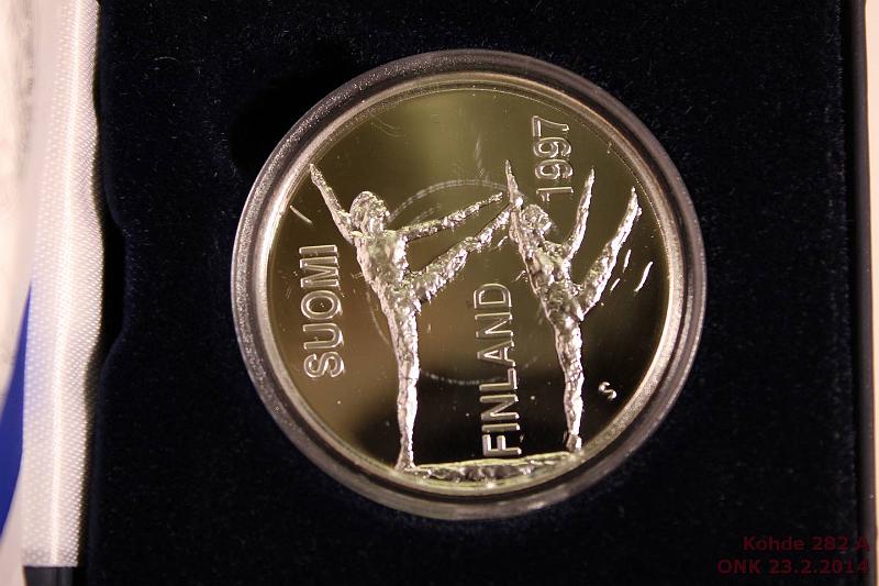 k-0282-a.jpg - Kohde 282, lhthinta: 29 € / myyntihinta: 30 € 100 mk 1997 Ag, Proof, Nurmi, kotelo + tod., kunto: 10