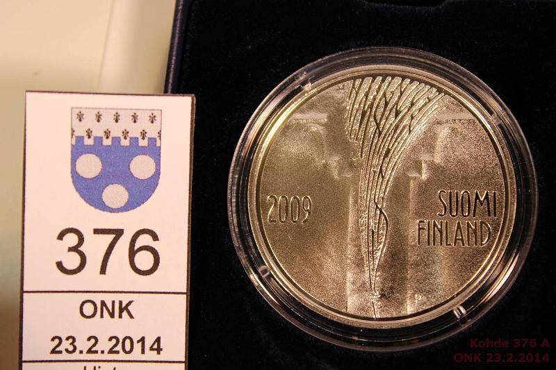 k-0376-a.jpg - Kohde 376, lhthinta: 25 € 10 € 2009 Ag, Proof, Valtioneuvosto 200 v, kotelo + tod., kunto: 10